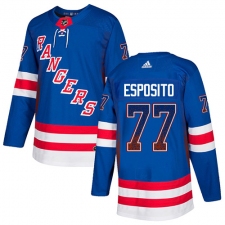 Men's Adidas New York Rangers #77 Phil Esposito Authentic Royal Blue Drift Fashion NHL Jersey