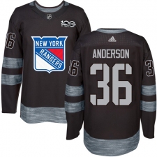Men's Adidas New York Rangers #36 Glenn Anderson Authentic Black 1917-2017 100th Anniversary NHL Jersey