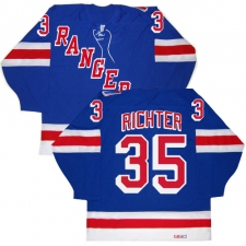 Men's CCM New York Rangers #35 Mike Richter Authentic Royal Blue New Throwback NHL Jersey