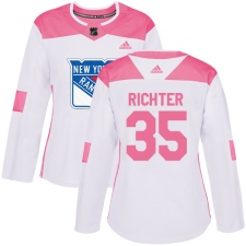 Women's Adidas New York Rangers #35 Mike Richter Authentic White/Pink Fashion NHL Jersey