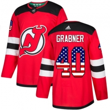 Men's Adidas New Jersey Devils #40 Michael Grabner Authentic Red USA Flag Fashion NHL Jersey