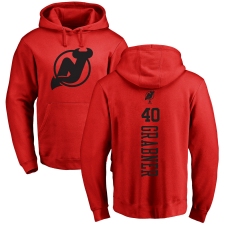 NHL Adidas New Jersey Devils #40 Michael Grabner Red One Color Backer Pullover Hoodie