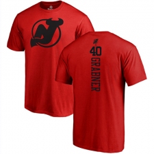 NHL Adidas New Jersey Devils #40 Michael Grabner Red One Color Backer T-Shirt