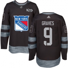 Men's Adidas New York Rangers #9 Adam Graves Authentic Black 1917-2017 100th Anniversary NHL Jersey