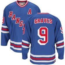 Men's CCM New York Rangers #9 Adam Graves Authentic Royal Blue Heroes of Hockey Alumni Throwback NHL Jersey