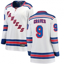 Women's New York Rangers #9 Adam Graves Fanatics Branded White Away Breakaway NHL Jersey
