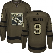 Youth Adidas New York Rangers #9 Adam Graves Authentic Green Salute to Service NHL Jersey