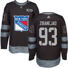 Men's Adidas New York Rangers #93 Mika Zibanejad Authentic Black 1917-2017 100th Anniversary NHL Jersey
