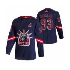 Men's New York Rangers #93 Mika Zibanejad Navy 2020-21 Reverse Retro Alternate Hockey Jersey