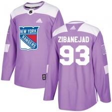 Youth Adidas New York Rangers #93 Mika Zibanejad Authentic Purple Fights Cancer Practice NHL Jersey