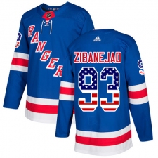 Youth Adidas New York Rangers #93 Mika Zibanejad Authentic Royal Blue USA Flag Fashion NHL Jersey