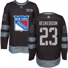 Men's Adidas New York Rangers #23 Jeff Beukeboom Authentic Black 1917-2017 100th Anniversary NHL Jersey