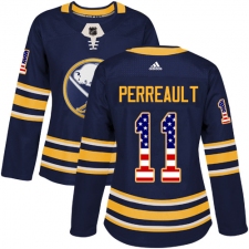 Women's Adidas Buffalo Sabres #11 Gilbert Perreault Authentic Navy Blue USA Flag Fashion NHL Jersey