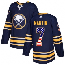 Men's Adidas Buffalo Sabres #7 Rick Martin Authentic Navy Blue USA Flag Fashion NHL Jersey