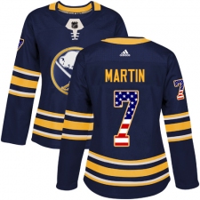 Women's Adidas Buffalo Sabres #7 Rick Martin Authentic Navy Blue USA Flag Fashion NHL Jersey