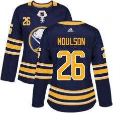 Women's Adidas Buffalo Sabres #26 Matt Moulson Authentic Navy Blue Home NHL Jersey