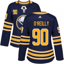 Women's Adidas Buffalo Sabres #90 Ryan O'Reilly Authentic Navy Blue Home NHL Jersey