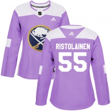 Women's Adidas Buffalo Sabres #55 Rasmus Ristolainen Authentic Purple Fights Cancer Practice NHL Jersey