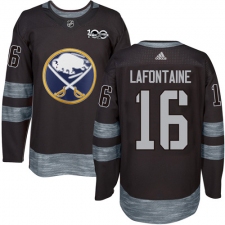 Men's Adidas Buffalo Sabres #16 Pat Lafontaine Authentic Black 1917-2017 100th Anniversary NHL Jersey