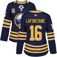 Women's Adidas Buffalo Sabres #16 Pat Lafontaine Premier Navy Blue Home NHL Jersey