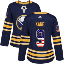 Women's Adidas Buffalo Sabres #9 Evander Kane Authentic Navy Blue USA Flag Fashion NHL Jersey