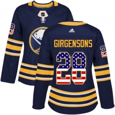 Women's Adidas Buffalo Sabres #28 Zemgus Girgensons Authentic Navy Blue USA Flag Fashion NHL Jersey