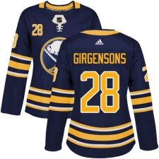 Women's Adidas Buffalo Sabres #28 Zemgus Girgensons Premier Navy Blue Home NHL Jersey