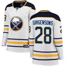 Women's Buffalo Sabres #28 Zemgus Girgensons Fanatics Branded White Away Breakaway NHL Jersey
