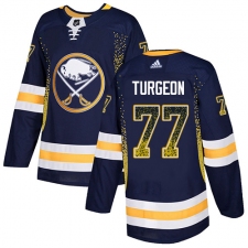 Men's Adidas Buffalo Sabres #77 Pierre Turgeon Authentic Navy Blue Drift Fashion NHL Jersey