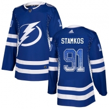 Men's Adidas Tampa Bay Lightning #91 Steven Stamkos Authentic Blue Drift Fashion NHL Jersey