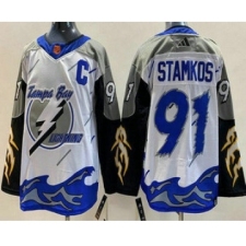 Men's Tampa Bay Lightning #91 Steven Stamkos White 2022 Reverse Retro Authentic Jersey