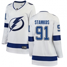 Women's Tampa Bay Lightning #91 Steven Stamkos Fanatics Branded White Away Breakaway NHL Jersey