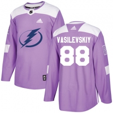 Men's Adidas Tampa Bay Lightning #88 Andrei Vasilevskiy Authentic Purple Fights Cancer Practice NHL Jersey
