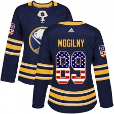 Women's Adidas Buffalo Sabres #89 Alexander Mogilny Authentic Navy Blue USA Flag Fashion NHL Jersey