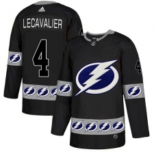 Men's Adidas Tampa Bay Lightning #4 Vincent Lecavalier Authentic Black Team Logo Fashion NHL Jersey