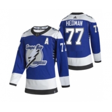 Men's Tampa Bay Lightning #77 Victor Hedman Blue 2020-21 Reverse Retro Alternate Hockey Jersey