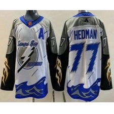 Men's Tampa Bay Lightning #77 Victor Hedman White 2022 Reverse Retro Authentic Jersey