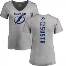 NHL Women's Adidas Tampa Bay Lightning #62 Andrej Sustr Ash Backer T-Shirt