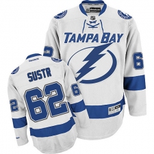 Women's Reebok Tampa Bay Lightning #62 Andrej Sustr Authentic White Away NHL Jersey