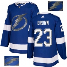 Men's Adidas Tampa Bay Lightning #23 J.T. Brown Authentic Royal Blue Fashion Gold NHL Jersey