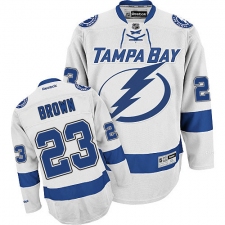 Men's Reebok Tampa Bay Lightning #23 J.T. Brown Authentic White Away NHL Jersey