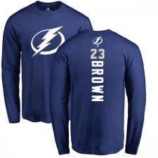 NHL Adidas Tampa Bay Lightning #23 J.T. Brown Royal Blue Backer Long Sleeve T-Shirt