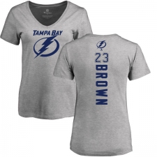 NHL Women's Adidas Tampa Bay Lightning #23 J.T. Brown Ash Backer T-Shirt