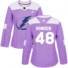 Women's Adidas Tampa Bay Lightning #48 Brett Howden Authentic Purple Fights Cancer Practice NHL Jersey