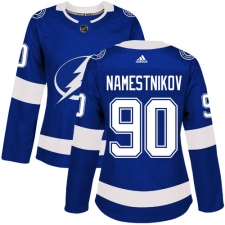 Women's Adidas Tampa Bay Lightning #90 Vladislav Namestnikov Authentic Royal Blue Home NHL Jersey