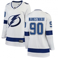 Women's Tampa Bay Lightning #90 Vladislav Namestnikov Fanatics Branded White Away Breakaway NHL Jersey