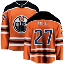 Youth Edmonton Oilers #27 Milan Lucic Fanatics Branded Orange Home Breakaway NHL Jersey