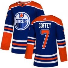 Men's Adidas Edmonton Oilers #7 Paul Coffey Premier Royal Blue Alternate NHL Jersey