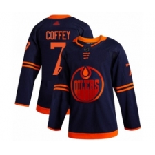 Men's Edmonton Oilers #7 Paul Coffey Authentic Navy Blue Alternate Hockey Jersey