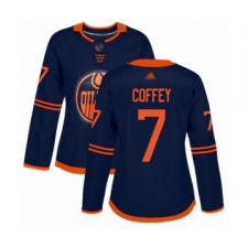 Women's Edmonton Oilers #7 Paul Coffey Authentic Navy Blue Alternate Hockey Jersey